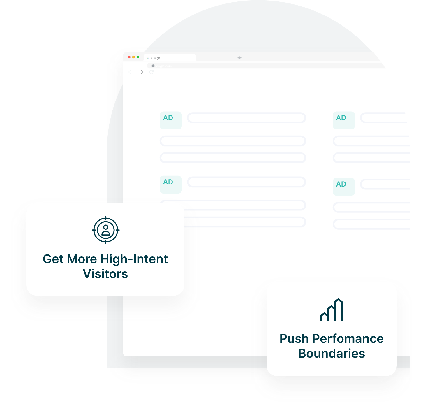 Graphic of web page displaying Google Ads